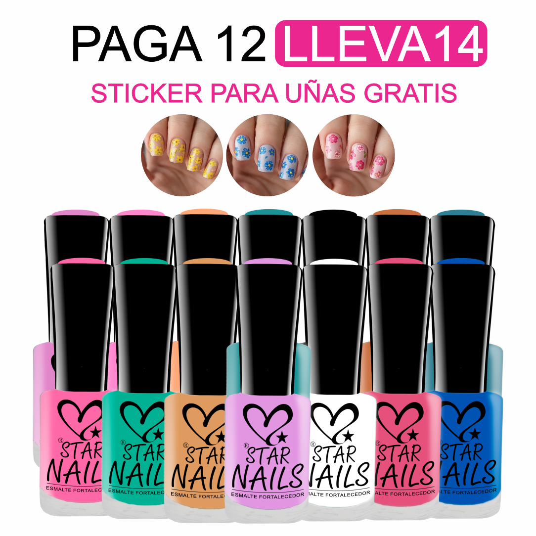 4. ⭐ Paga 12, Lleva 14 Esmaltes + Stiker GRATIS